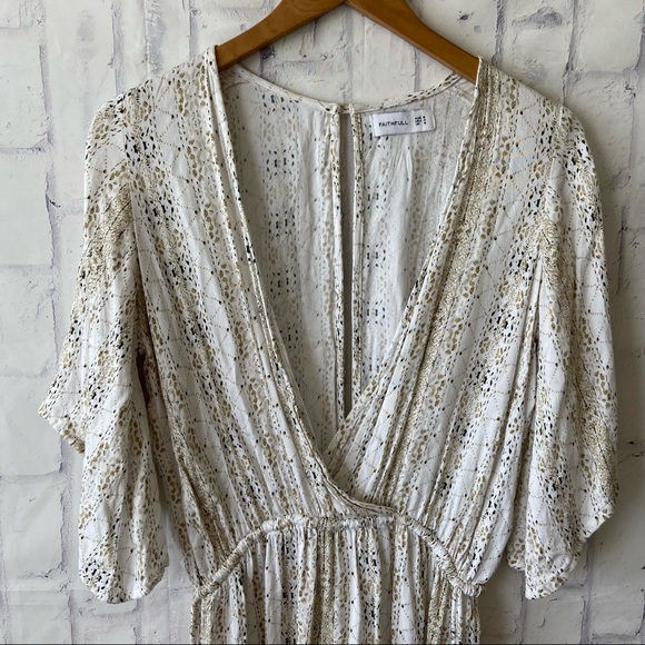 Faithfull the Brand Fox Romper Playsuit White Oasis Print Open Back S 4 - Picture 4 of 10